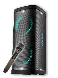 Колонка блютуз беспроводная с караоке и подсветкой 60Вт TITAVIN TI-SPF001